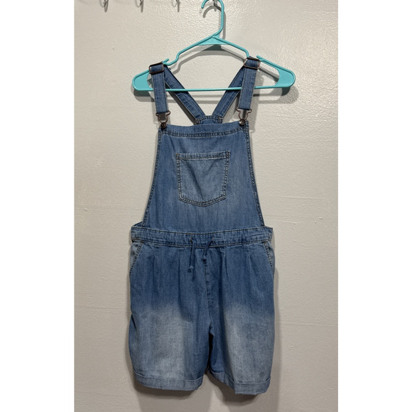 Cat & Jack Girl's XXL 18 Chambray Denim Sleeveless Romper Overall Blue Shortall - Picture 1 of 12